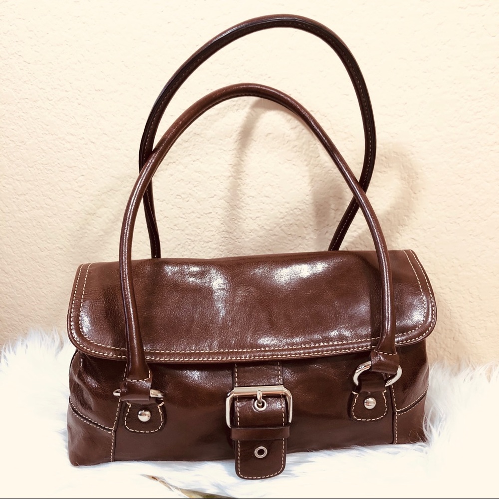 Giani Bernini Brown Leather Satchel Handle Bag